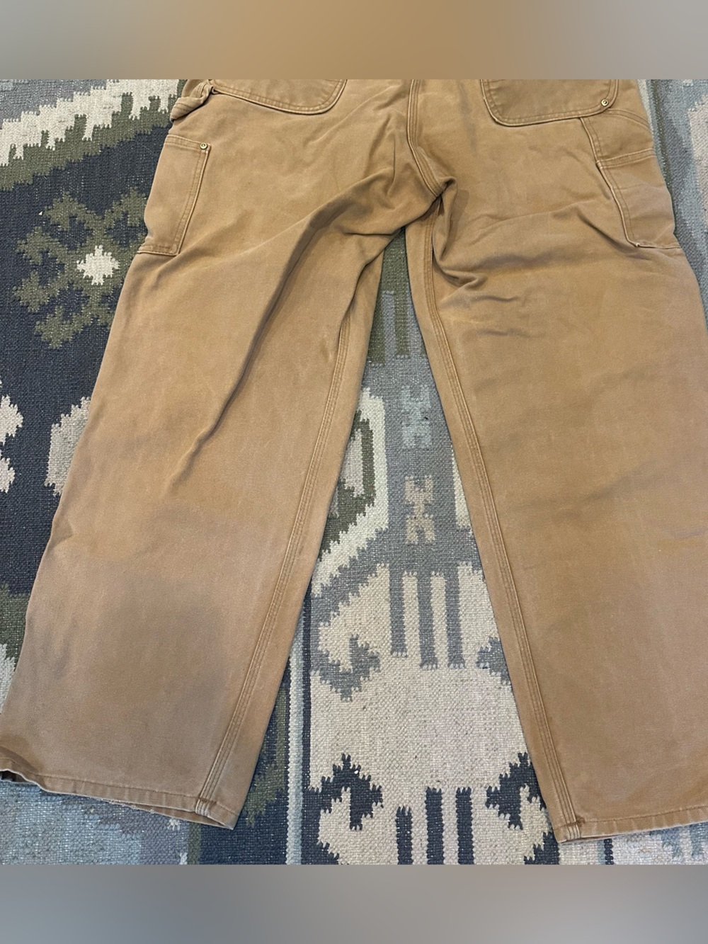 VTG Carhartt R01 Bib Overalls Mens 38 Brown Duck Canvas Double Knee Work - Picture 8 of 16